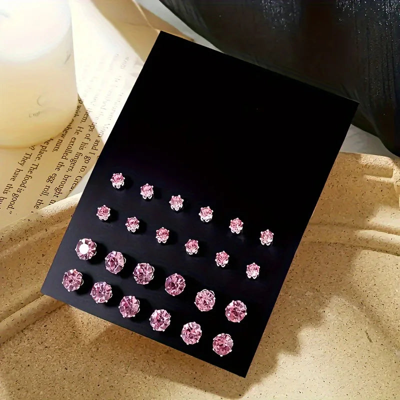 12 Pairs Of Luxurious, Simple, Shiny, And Caring Zirconia Decorative Earrings Are Suitable For Gifts To Parties,And Couples Quick Pick Grocers