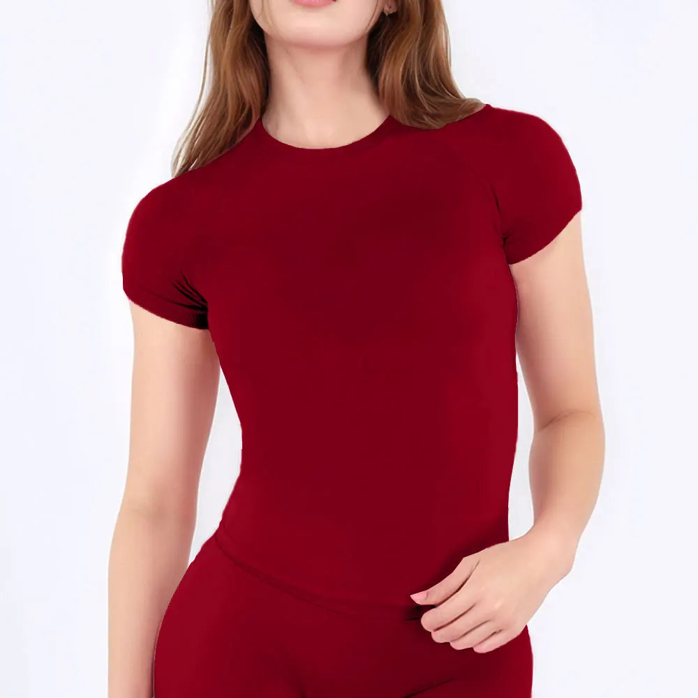 NCLAGEN Sport Shirt Women Fitness Impact Short Sleeve Top Gym Workout Yoga Blouse Quick Dry Breathable Running Tee Versatile Top Quick Pick Grocers