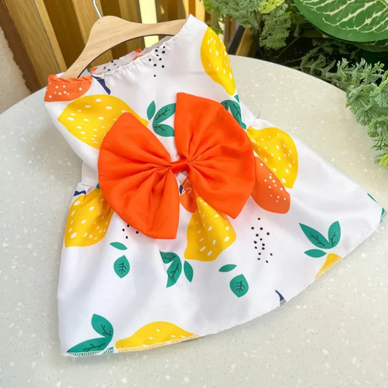Dog Princess Dress Summer Kitten Pet Skirt Cute Printed Bow Lace Dog Dresses for Small Medium Puppies Poodle Chihuahua Apparel Quick Pick Grocers