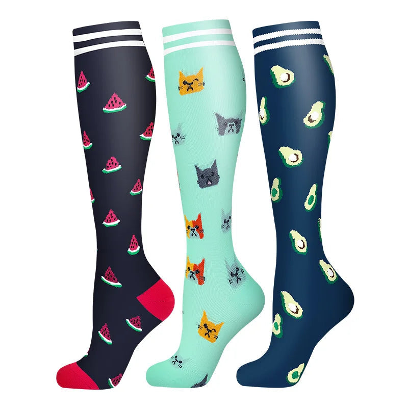 58 Styles 3 Pairs/Pack Compression Socks Knee High 30MmHg  Women Men Sports Socks Edema Diabetes Varicose Veins Running Socks Quick Pick Grocers