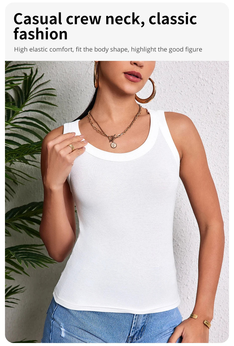 3-piece Ladies Solid Color Vest Fashion Joker Young Woman Threaded Camisole Quick Pick Grocers