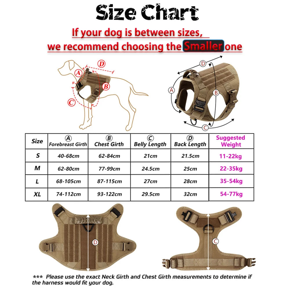 Military Large Dog Harness Training Pet Vest for French Bulldog German Shepherd Malinois Tactical Harnesses For Dogs Accessories Quick Pick Grocers