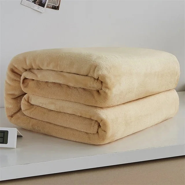 230GSM Coral Fleece Flannel Blankets For Beds Solid Blue Pink Soft Warm Thin Bedspread Sofa Cover Faux Fur Plaid Blanket Purest Peak