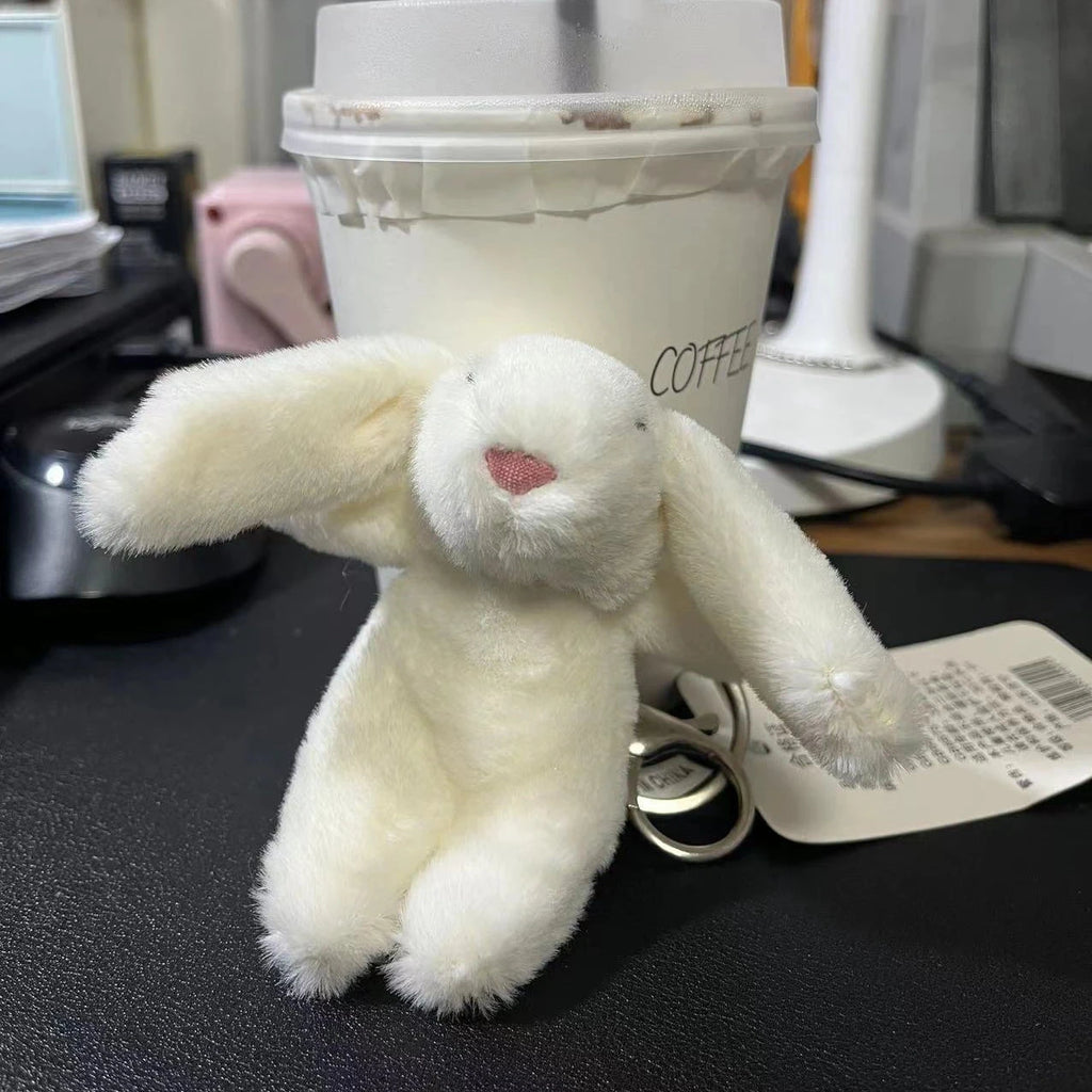 Stuffed Animals Cute Cartoon Rabbit Keychain Love Pompom Trinket Toy Girl Bag Car Keychain Mobile Phone Pendant Jewelry Gift Econic Blanks
