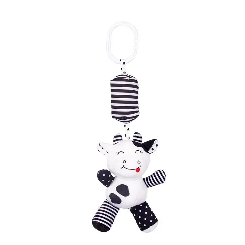 Stroller Bed Hanging Bell Plush Doll Baby Infant Rattles Newborn Black White Visual Grab Ability Training Toys игрушки для детей Purest Peak
