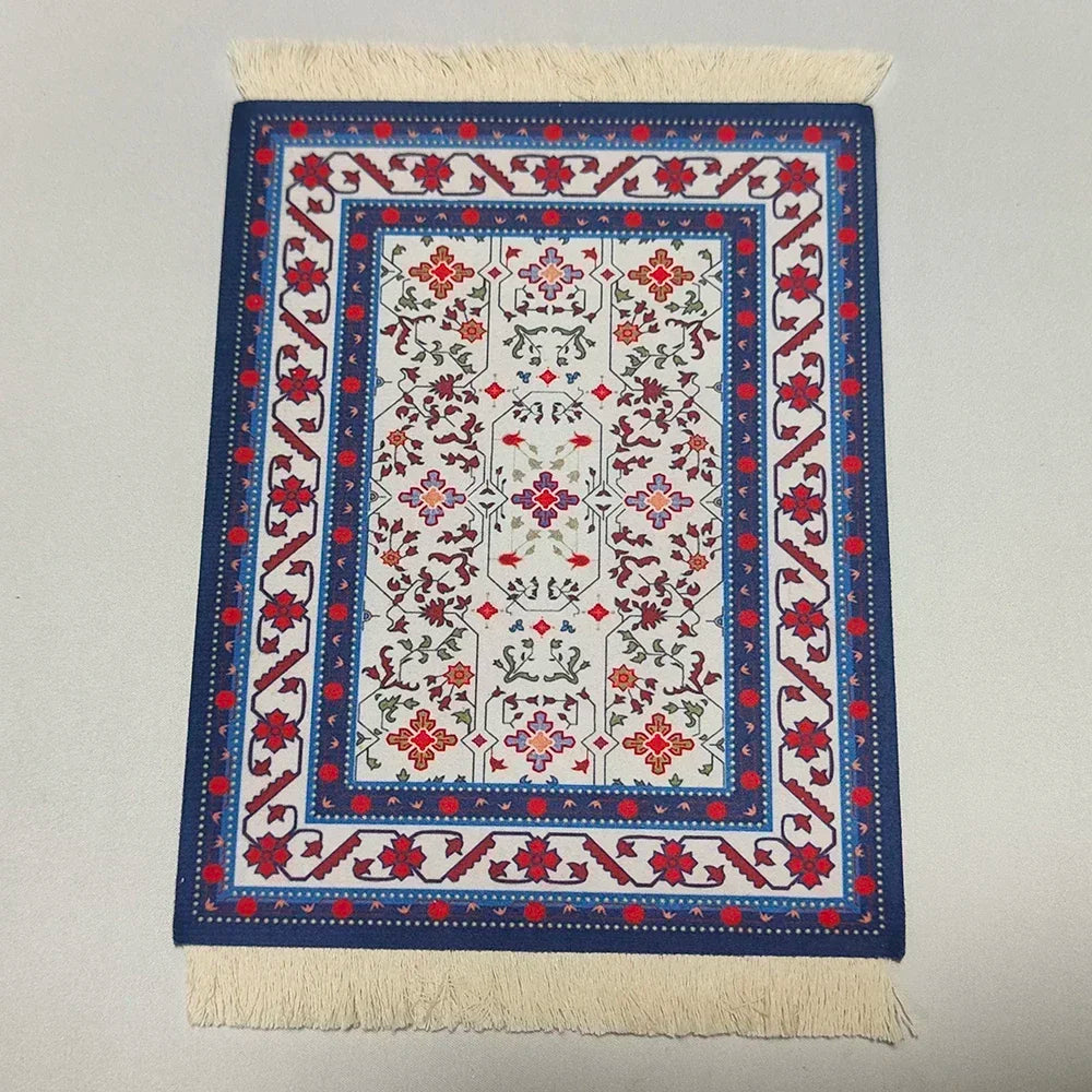 Woven flower Persian carpet small coaster wholesale merchants cheap mouse pad desk mat retro style rubber non-slip computer mats Quick Pick Grocers