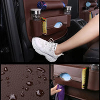 Car Seat Back Organizer with Foldable Table Tray PU Leather Storage Organizer with Pockets Kick Mats Seat Interior Accessories Econic Blanks