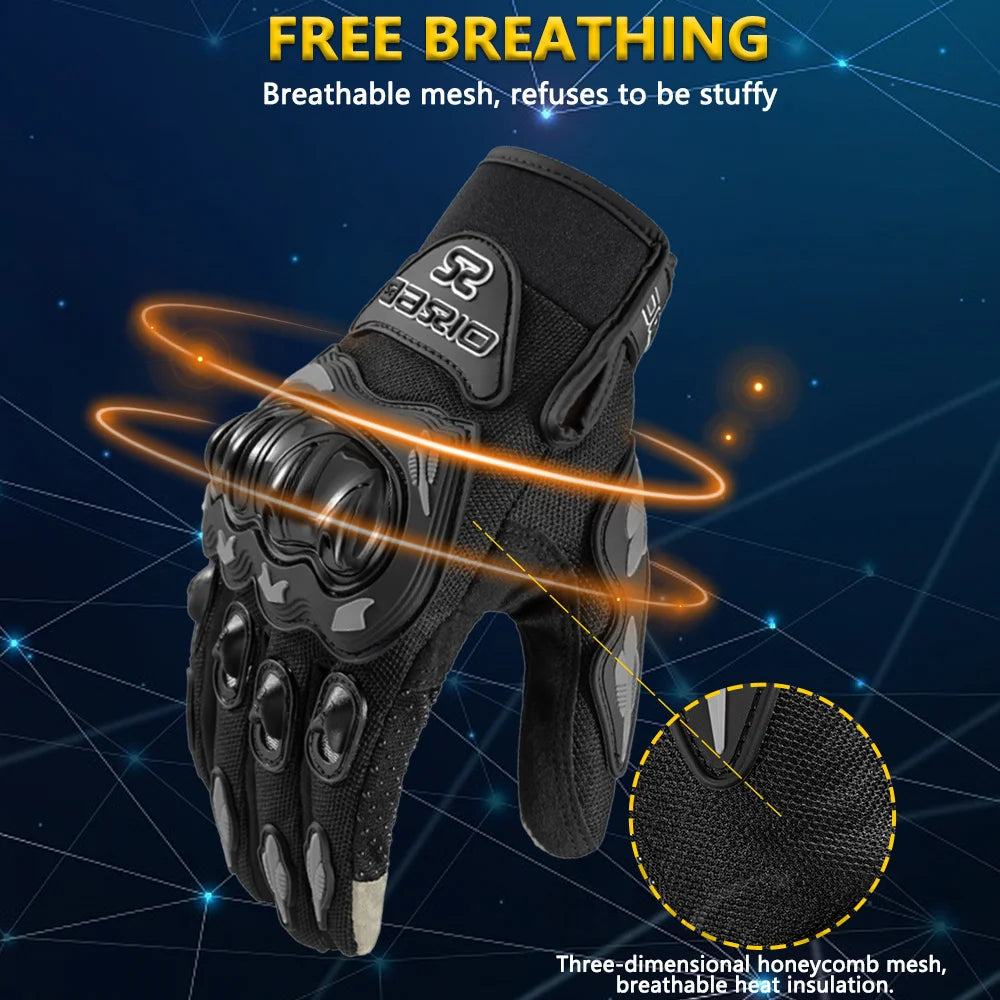 Summer Breathable Full Finger Motorcycle Gloves Non-slip Wear-resistant Motocross Racing Gloves Touch Screen Moto Biker Gloves Quick Pick Grocers