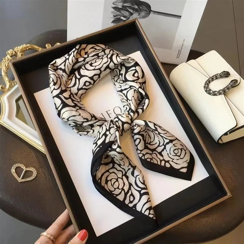 High-end Silk Scarf Lady 70*70cm Silk Square Scarf Women Soft Satin Hairband Neckerchief Tie Female Headband Foulard Bag Ribbon Quick Pick Grocers