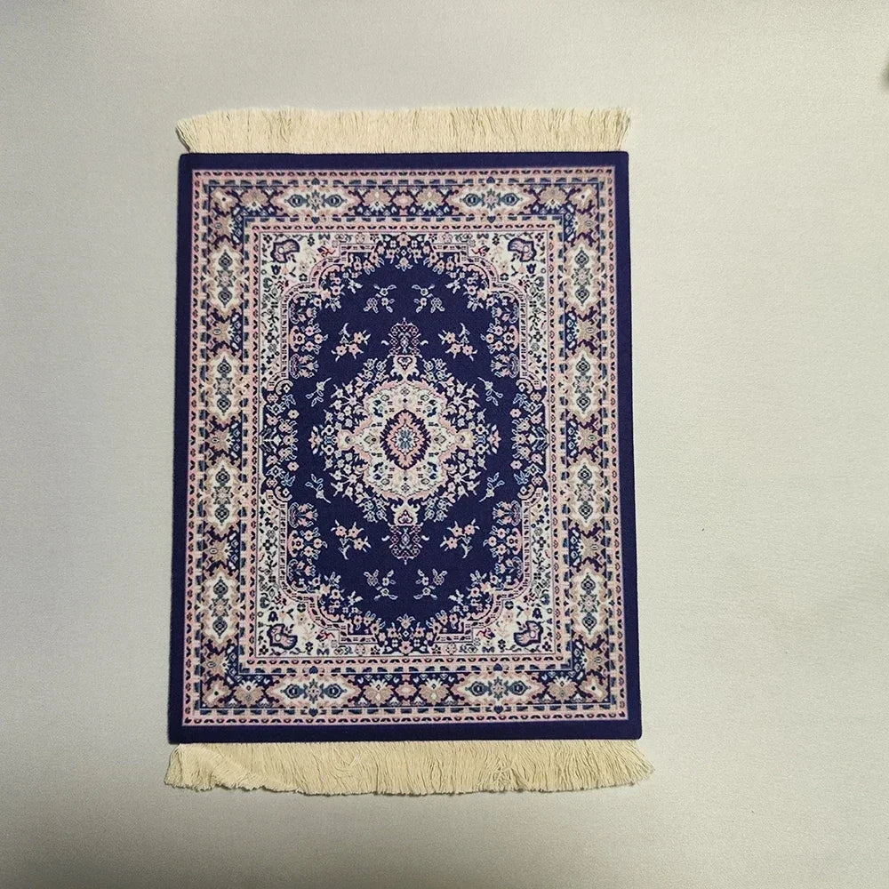 Woven flower Persian carpet small coaster wholesale merchants cheap mouse pad desk mat retro style rubber non-slip computer mats Quick Pick Grocers