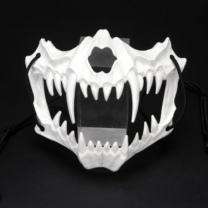 Halloween Mask Half-face Mask Cos Dragon God Fierce Tiger Night Fork Tengu Man Wolf Mask Performance Skull Masks Econic Blanks