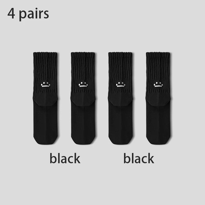 4 Pairs Men's Cotton Work Socks Cushioned Long Running Breathable Ankle Crew Socks  Casual Socks for Men Cycling socks Quick Pick Grocers