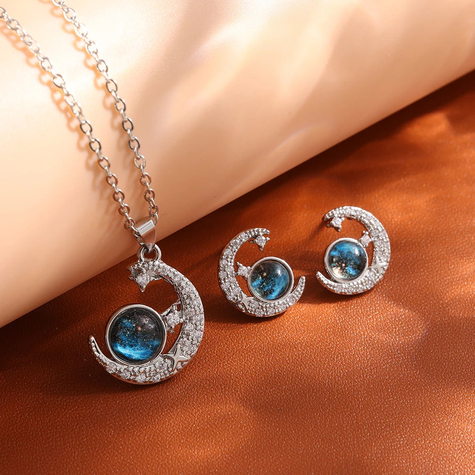 Light Luxury Titanium Steel Star Series Necklace for Women Gold Color Planet Moon Astronaut Pendant Necklaces Jewelry Gifts Quick Pick Grocers