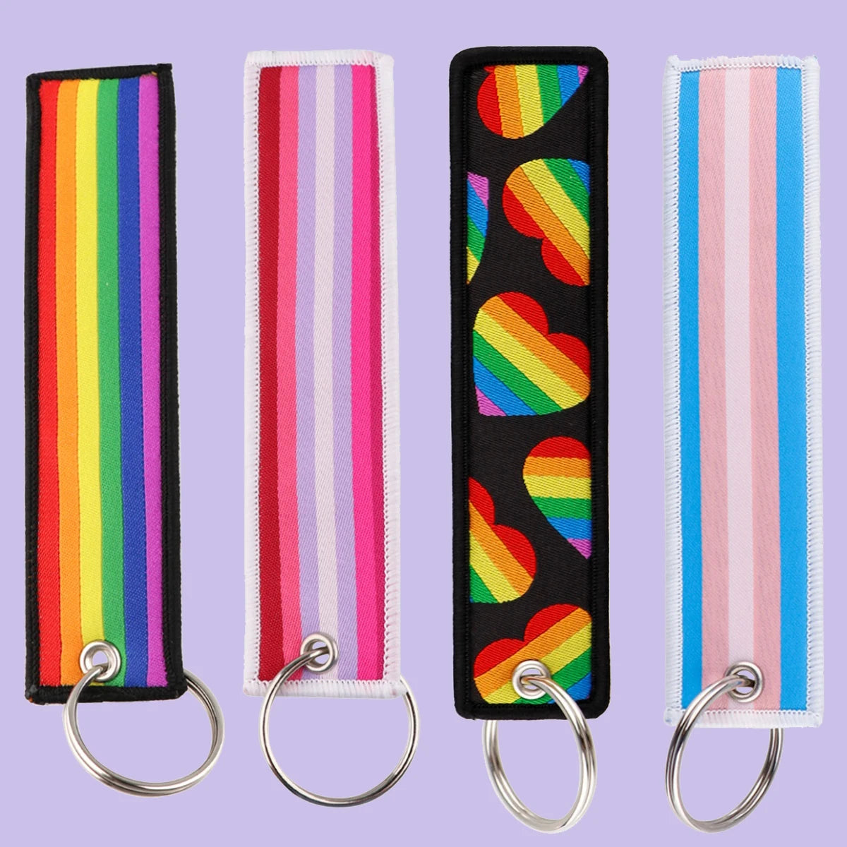 1pcs Rainbow Gay Embroidered Keys Tag Keychains For Motorcycles Cars Backpack Fashion Key Ring Accessories Chaveiro Gifts Quick Pick Grocers