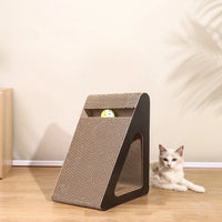 2 In 1 Cat Scratcher Cardboard Triangles Shaped With Spinnings Balls Sturdy Anti-Scratch Relieves Cat Stress Toy For Pet Use Econic Blanks