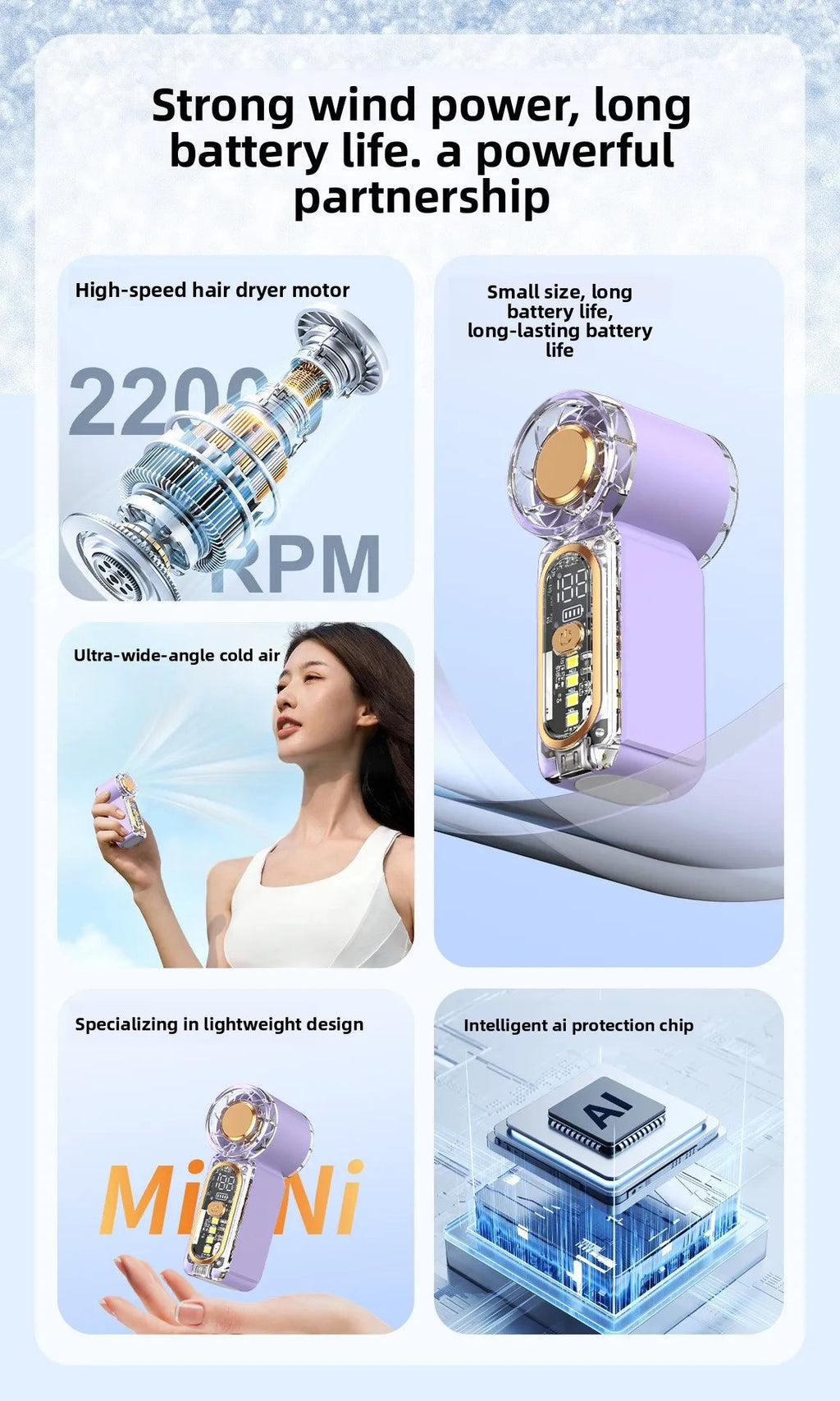 High Velocity Portable USB Charging Hand Fan Mini Powerful Pocket Fan With Strong Airflow For Summer Camping Sports Beach Travel Quick Pick Grocers