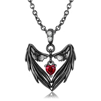 Gothic Punk Bat Wings and Heart Shaped Resin Pendant Necklace - Dark Fantasy Style Alloy Chain, Halloween Women’S Gift, Casual Fashion Accessories Quick Pick Grocers