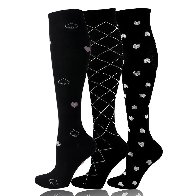 58 Styles 3 Pairs/Pack Compression Socks Knee High 30MmHg  Women Men Sports Socks Edema Diabetes Varicose Veins Running Socks Quick Pick Grocers