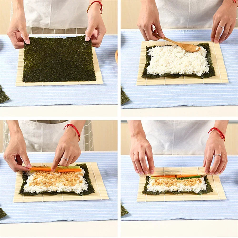 Exquisite Bamboo Sushi Mat with White Finish Seaweed Rice Roll Curling Non Stick Japanese Style Kitchen Essential  Sushi Making Quick Pick Grocers