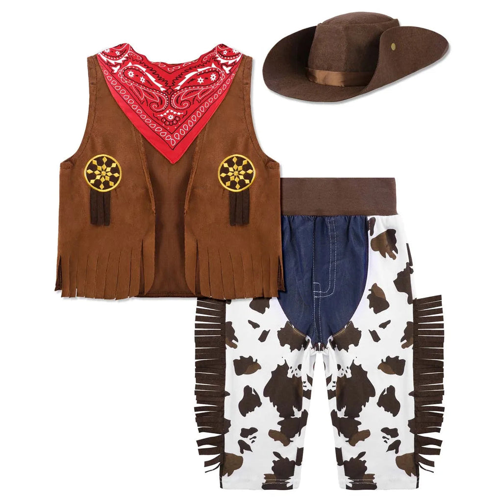 Kid Boys Cowboy Costume Children Western Cowboy Costumes Purim Cosplay Halloween Event Dress Up Party Stage Performance Outfits Quick Pick Grocers