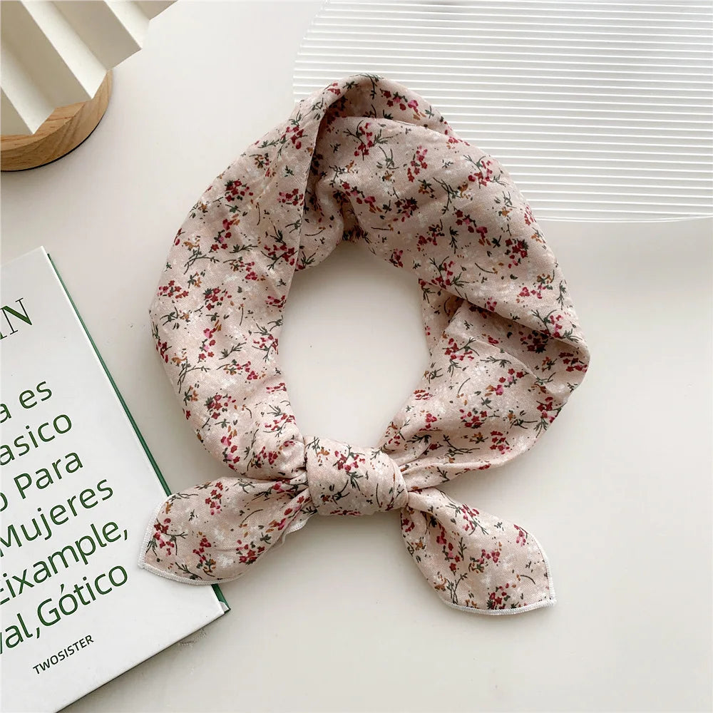 55cm Laies Headband Cotton Linen Square Scarf Women Korean College Girls Fashion Spring Autumn New Style Elegant Neck Scarves Quick Pick Grocers