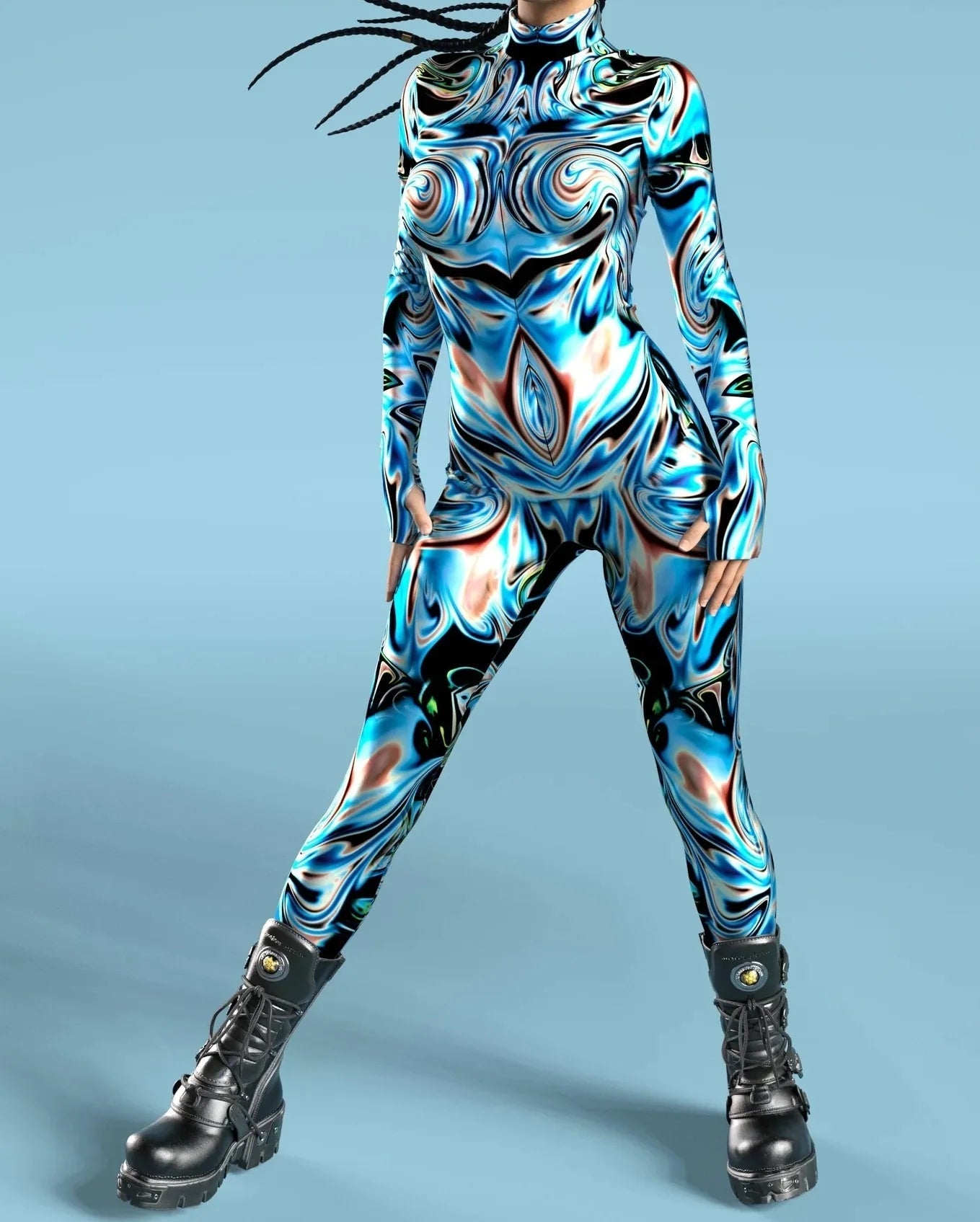 Colorful Rainbow Abstract Geometry 3D Print Women Sexy Skinny Jumpsuit Carnival Holiday Party Cosplay Costumes Fancy Bodysuit Quick Pick Grocers