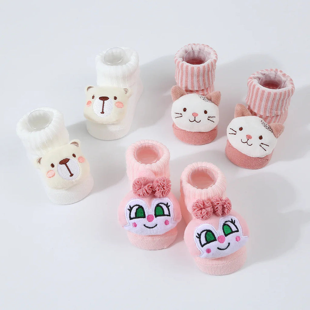 Cute Cartoon Doll Newborn Socks Spring New Baby Soft Solid Prewalker Knitted Sock For Girls Boys Infant Knitting Floor Socks Quick Pick Grocers