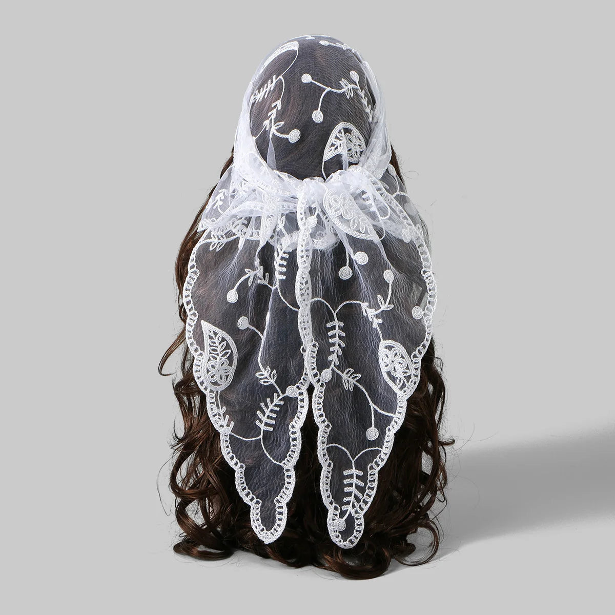 Elegant Lace Scarf Hollow Out Embroidery Foulard Bandana Solid Color Triangular Scarf Thin Vintage HandkerChiefs for Hair Woman Quick Pick Grocers