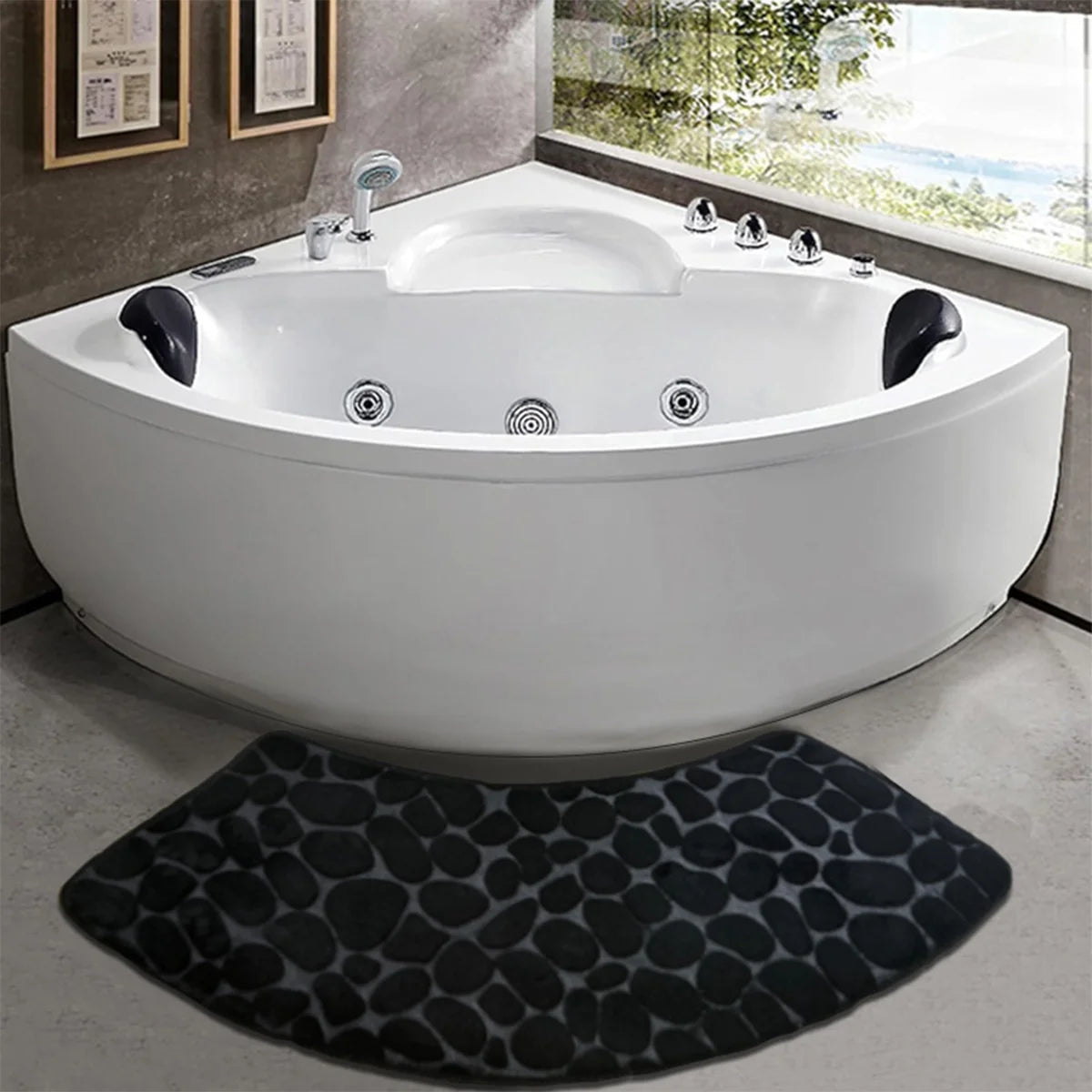 Curved bathroom mat thickened shower room absorbent door mat toilet bathroom non-slip mat dirt-resistant entrance mat Quick Pick Grocers