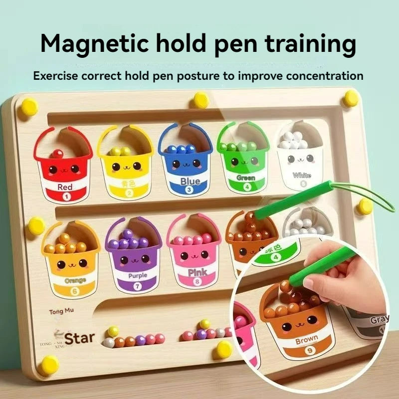 Children's Magnetic Maze Walking Ball Baby Concentration Training, Writing Logic Thinking 3 year Old Early Education Puzzle To Quick Pick Grocers