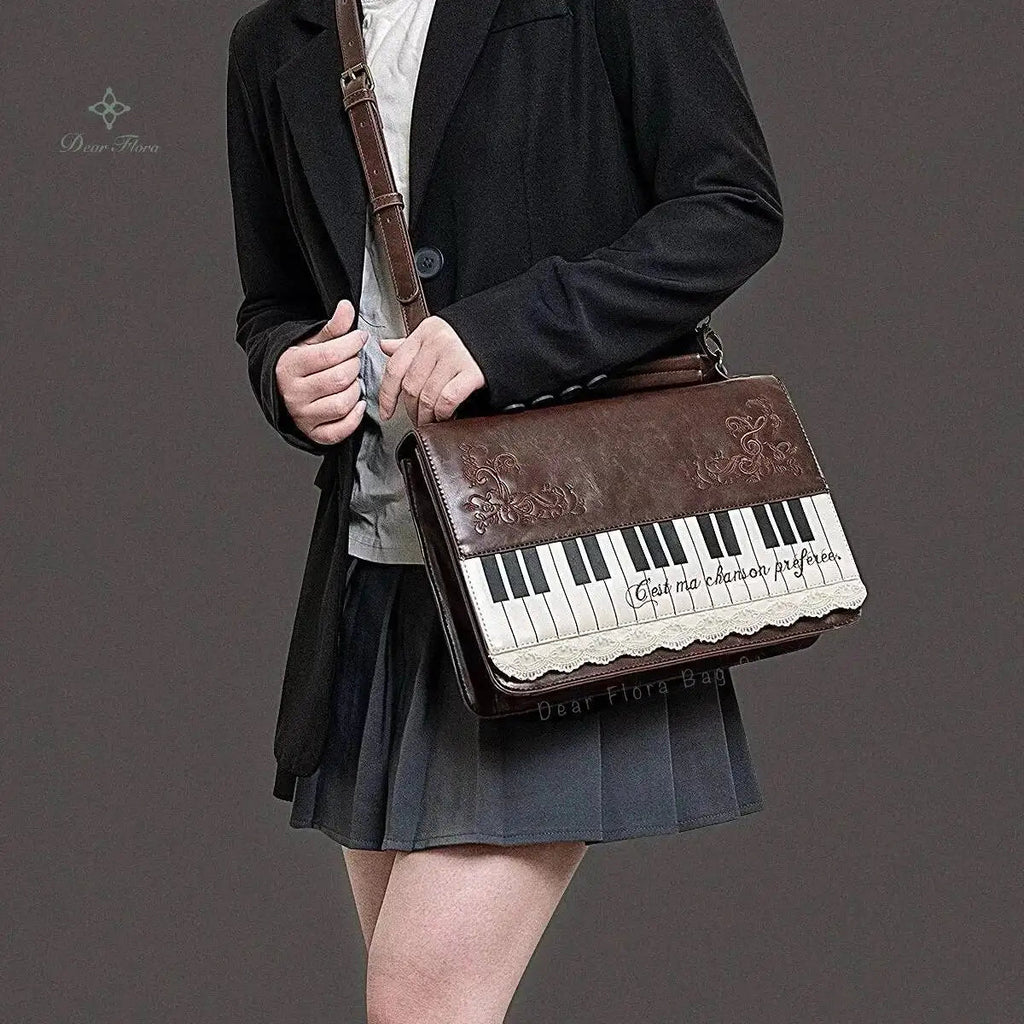 New Vintage Piano Shoulder Bag Womens Brown Crossbody Bag Y2k Girls Transparent Ita Bag Personalized Backpack Aesthetic Handbags Quick Pick Grocers