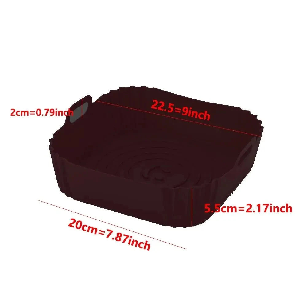 1PC Reusable Airfryer Pan Liner Accessories Silicone Air Fryers Oven Baking Tray Pizza Fried Chicken Airfryer Silicone Basket Econic Blanks