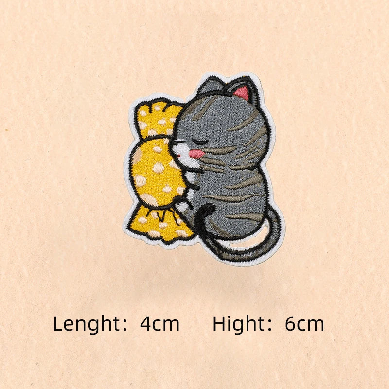 Cute Cartoon Cat patch Embroidery Patches on clothes Children's clothing Animal Interesting Embroidery Accessories Iron patch Quick Pick Grocers