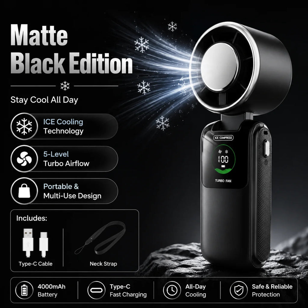 Portable Cooling Fan, 5-Speed Strong Wind Foldable Neck Hanging Fan, 9H Long Battery 4000mAh Mini Air Cooler for Travel & Outdoo Quick Pick Grocers