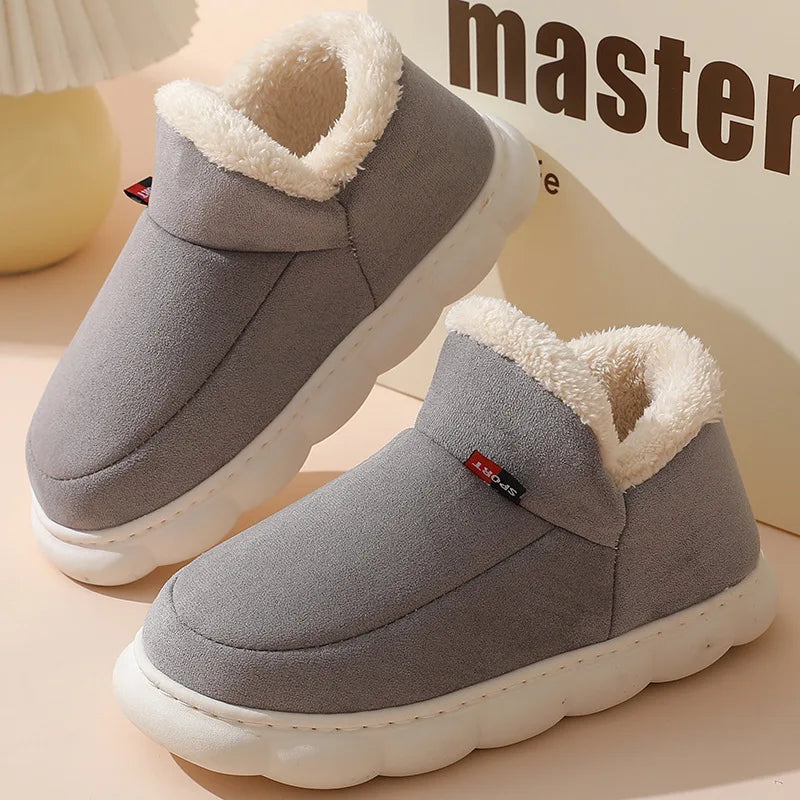 Shevalues Winter Men Slippers Short Plush Men Cotton Boots Indoor Fluffy House Fur Slippers Men Casual Soft Fur Furry Men Shoes Purest Peak