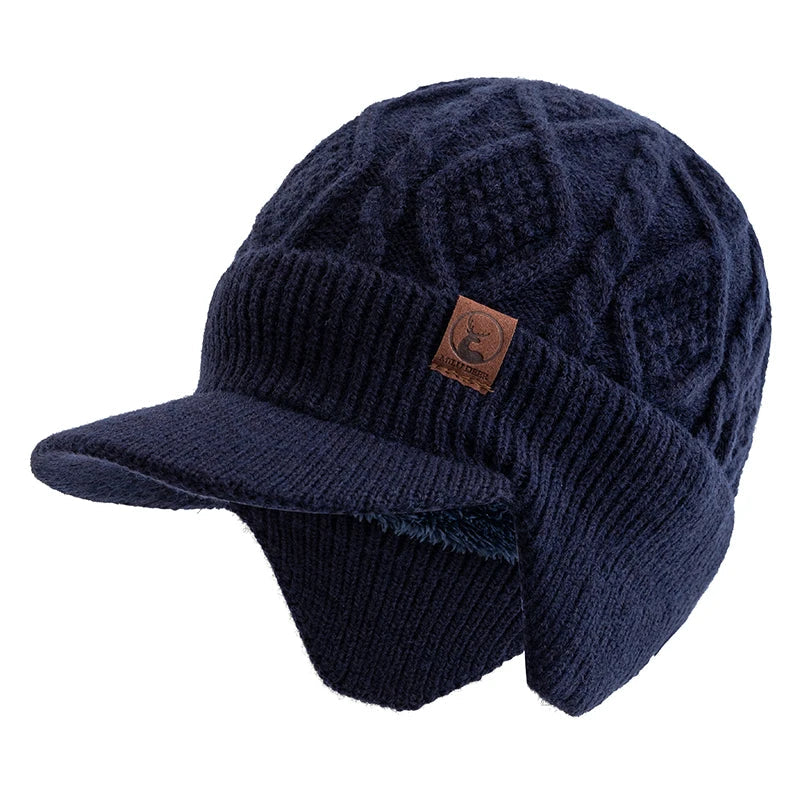 New Unisex Winter Hat Plush Fur Lined Warm Earflap Cap Stylish Soft Beanie Hat  Outdoor Thick Ski Sports Knitted Hat Purest Peak