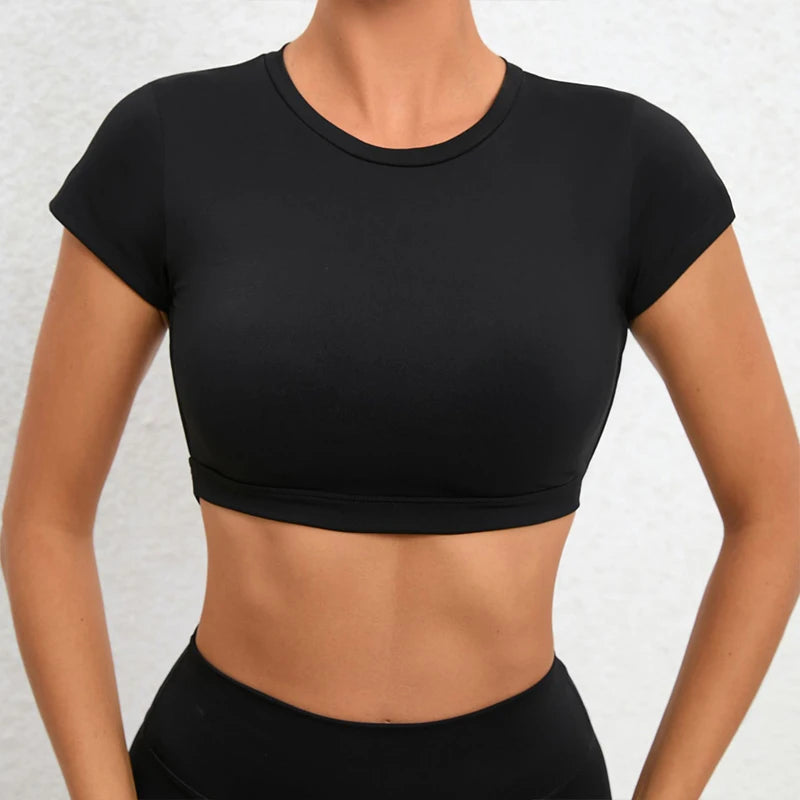 Hearuisavy Summer Sports Shirts Breathable Workout Tops Fitness Sportswear Backless Yoga Clothing Sport Crop Tops Women Gym Top Quick Pick Grocers