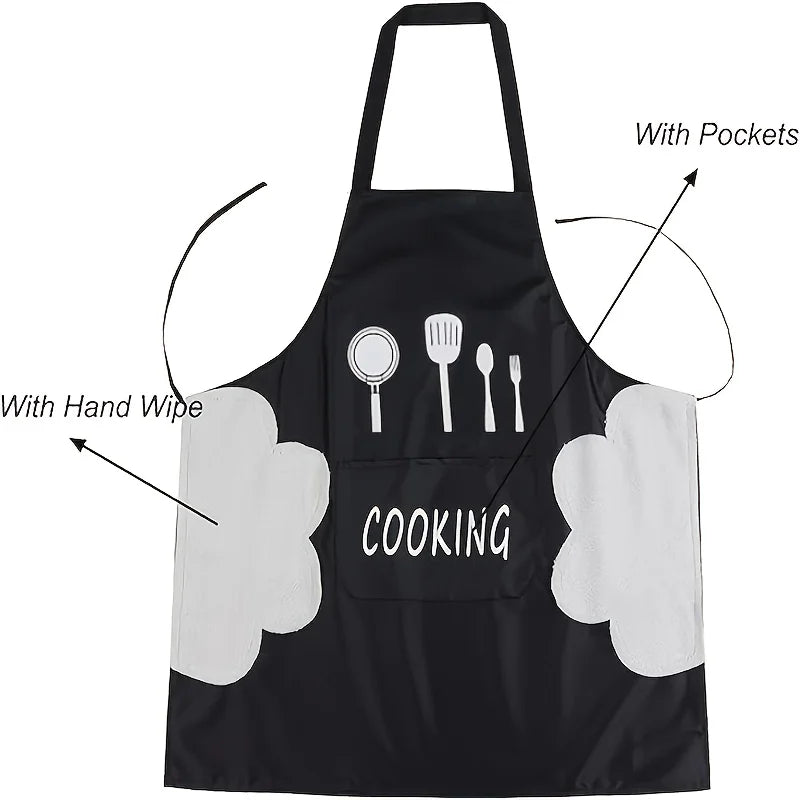 Stylish 1pc Kitchen Apron Unisex Adjustable Cooking Apron Solid Color Household Apron with Pocket for Adults Kitchen Supplies Econic Blanks