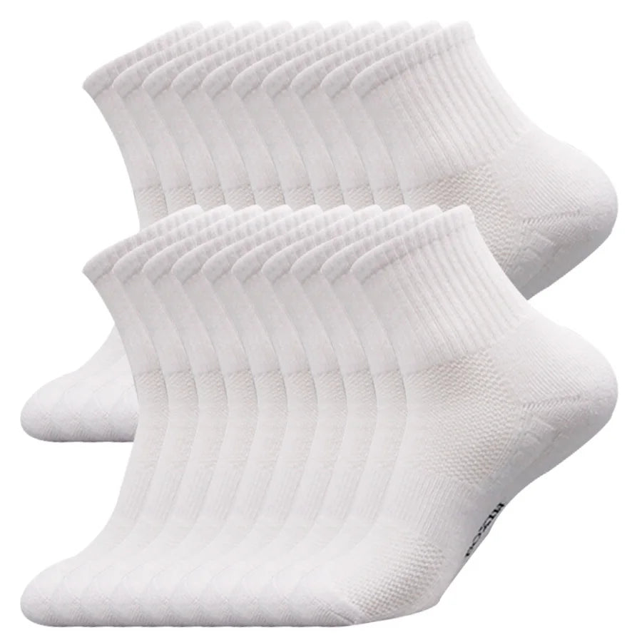 5/10/20 Pairs New Cool Men Black White Warm Socks Set Autumn Winter Male Solid Color Sport Short Socks For Men Dropshipping Quick Pick Grocers