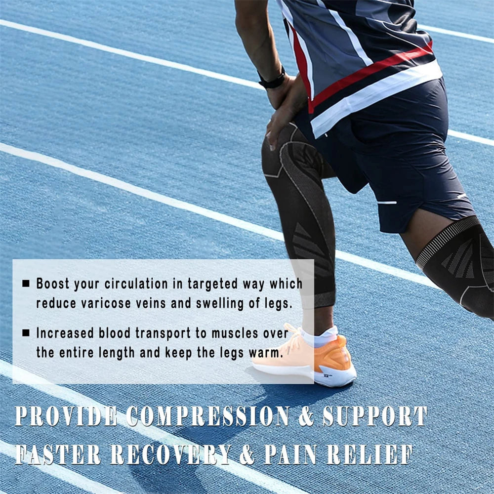 BraceTop Long Leg Compression Sleeves,Full Leg Sleeve Long Knee Brace Knee Support Protect Basketball,Football, Knee Pain Relief Quick Pick Grocers