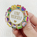 Love Heart Pride Pin "LOVE YOURSELF" Metal Brooch Encourage Love Enamel Badge Gift Quick Pick Grocers