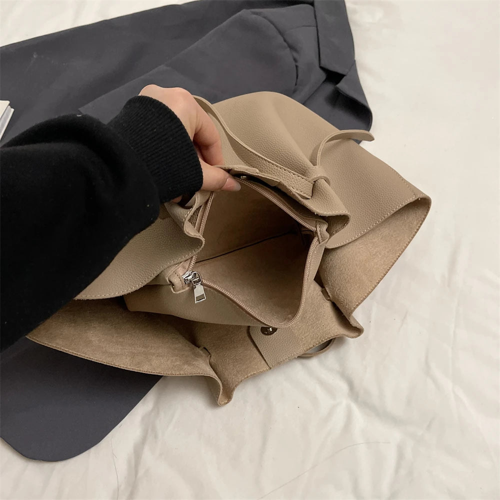 Branded Designer Shoulder Tote Bags For Women Soft PU Leather 2-IN-1 Big Capacity Shopper Tote Set 2025 Luxury Designer Handbags Quick Pick Grocers