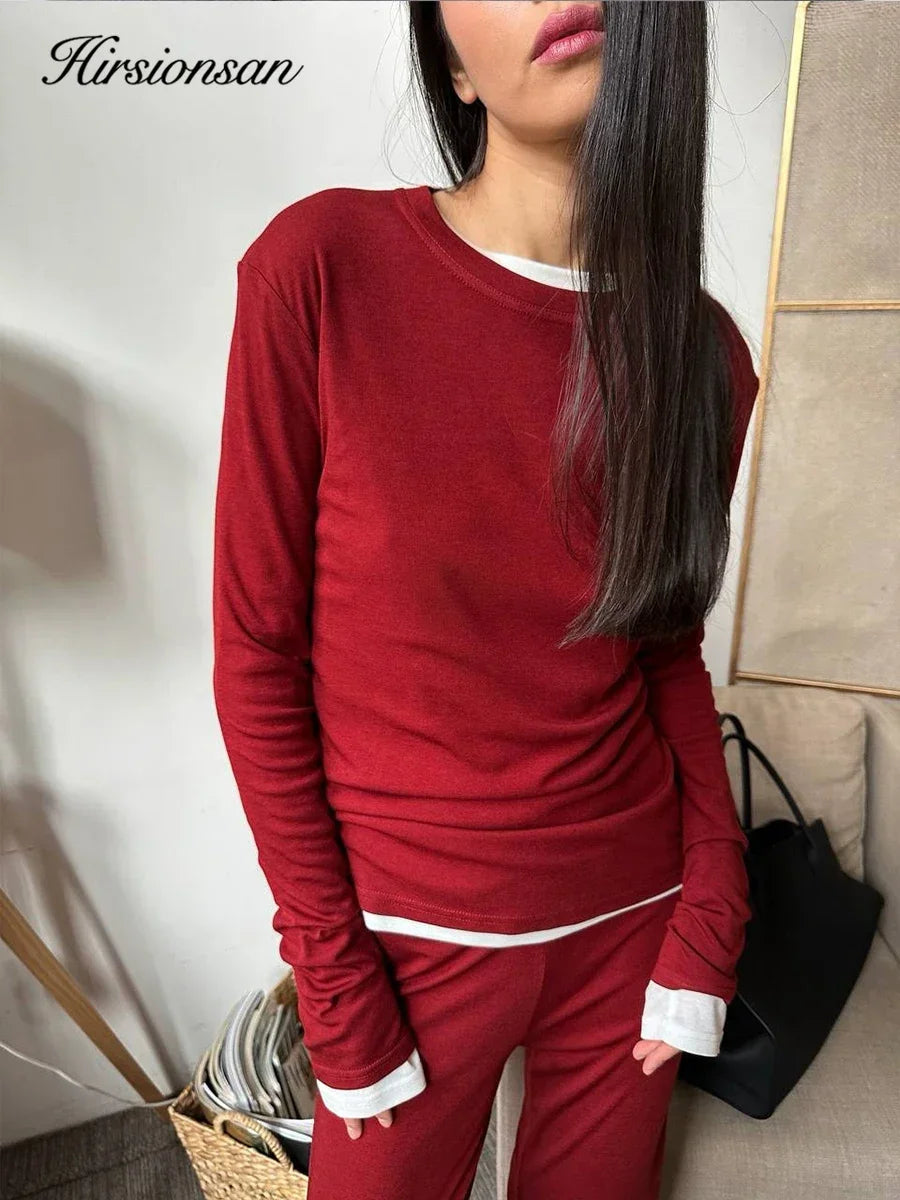 Hirsionsan Modal Soft Loose Sets Women 2026 Casual Two Pieces Long Sleeve T Shirts and High Waist Dresses Outfits Tracksuit Quick Pick Grocers