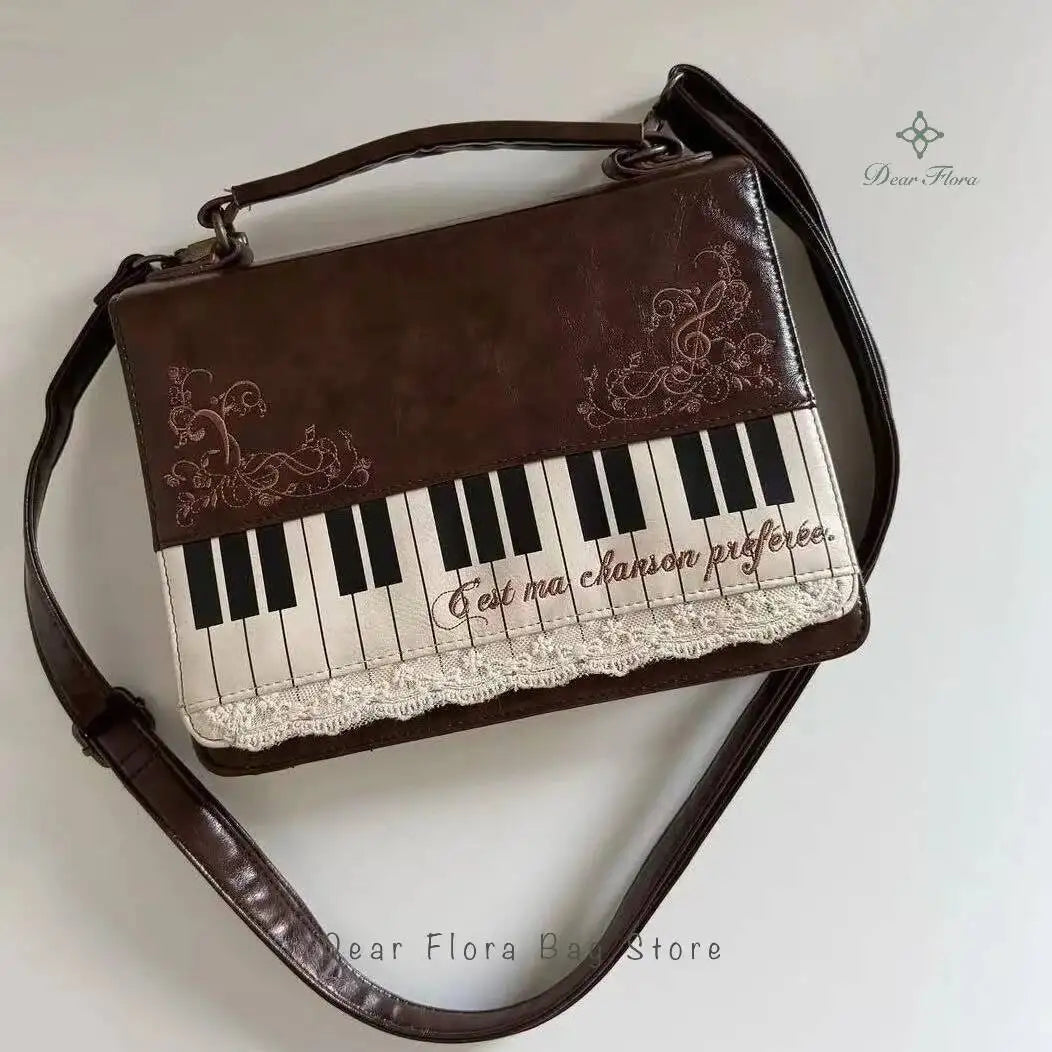 New Vintage Piano Shoulder Bag Womens Brown Crossbody Bag Y2k Girls Transparent Ita Bag Personalized Backpack Aesthetic Handbags Quick Pick Grocers