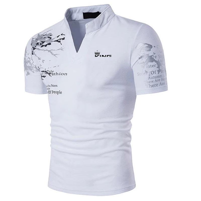 Men's Polo Shirt Golf Shirt Graphic Prints V Neck Outdoor Street Short Sleeves Print Clothing Sports Fashion Streetwear Designer Quick Pick Grocers