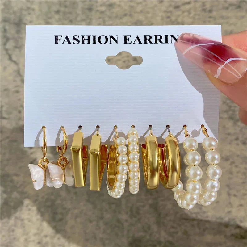 Modyle Gold Color Dangle Earrings Set Butterfly Acrylic Hollow Drop Earrings for Women Heart Hoop Earring Fashion Jewelry Gifts Econic Blanks