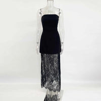 Tornova Strapless Lace Dress Sets Female Elegant Sexy Strap Vest High Waist Splice Long Skirt Ladies Slim Banquet 2 Pieces Set Quick Pick Grocers