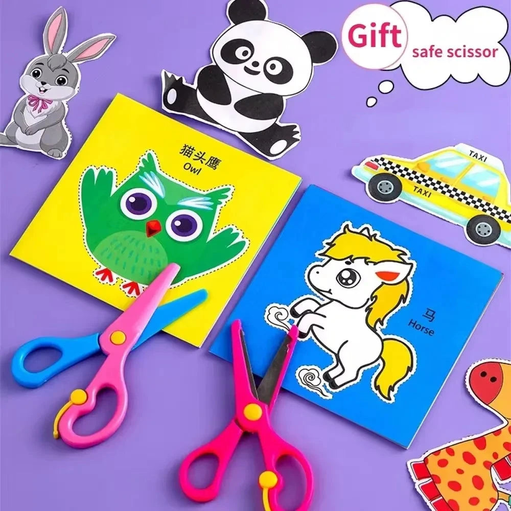48Pcs Handmade Paper Cut Book Kids Craft Toys DIY Cartoon Scrapbooking Paper Art Toys Kids Learning Toys for Children Gifts Econic Blanks