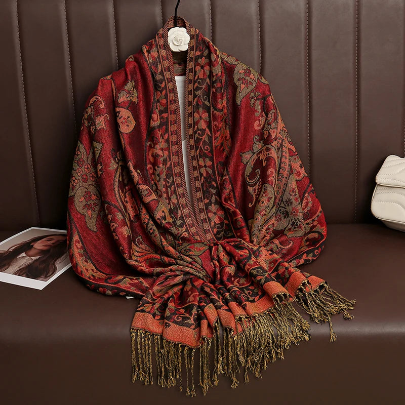 Luxury Brand Autumn Cashmere Pashmina Shawl Lady Wrap Warm Winter Scarves Design Print Female Foulard Cotton Stoles Scarf 2023 Quick Pick Grocers