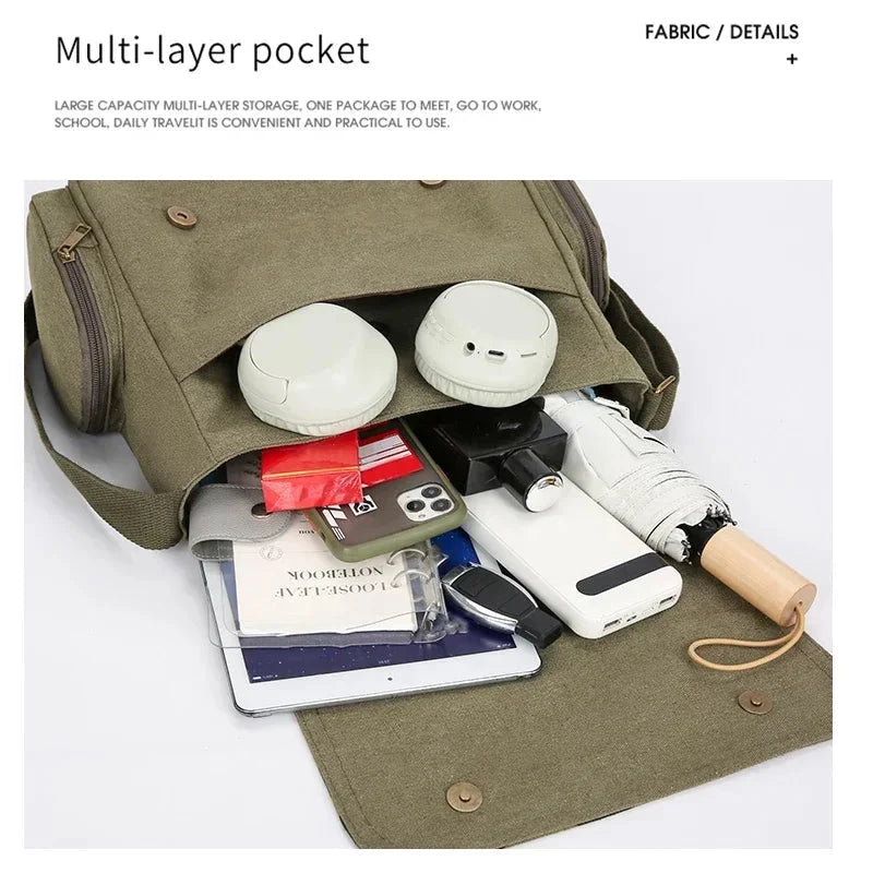 Vintage Cartoon Canvas Messenger Bag – Large Capacity Tote Handbag Econic Blanks